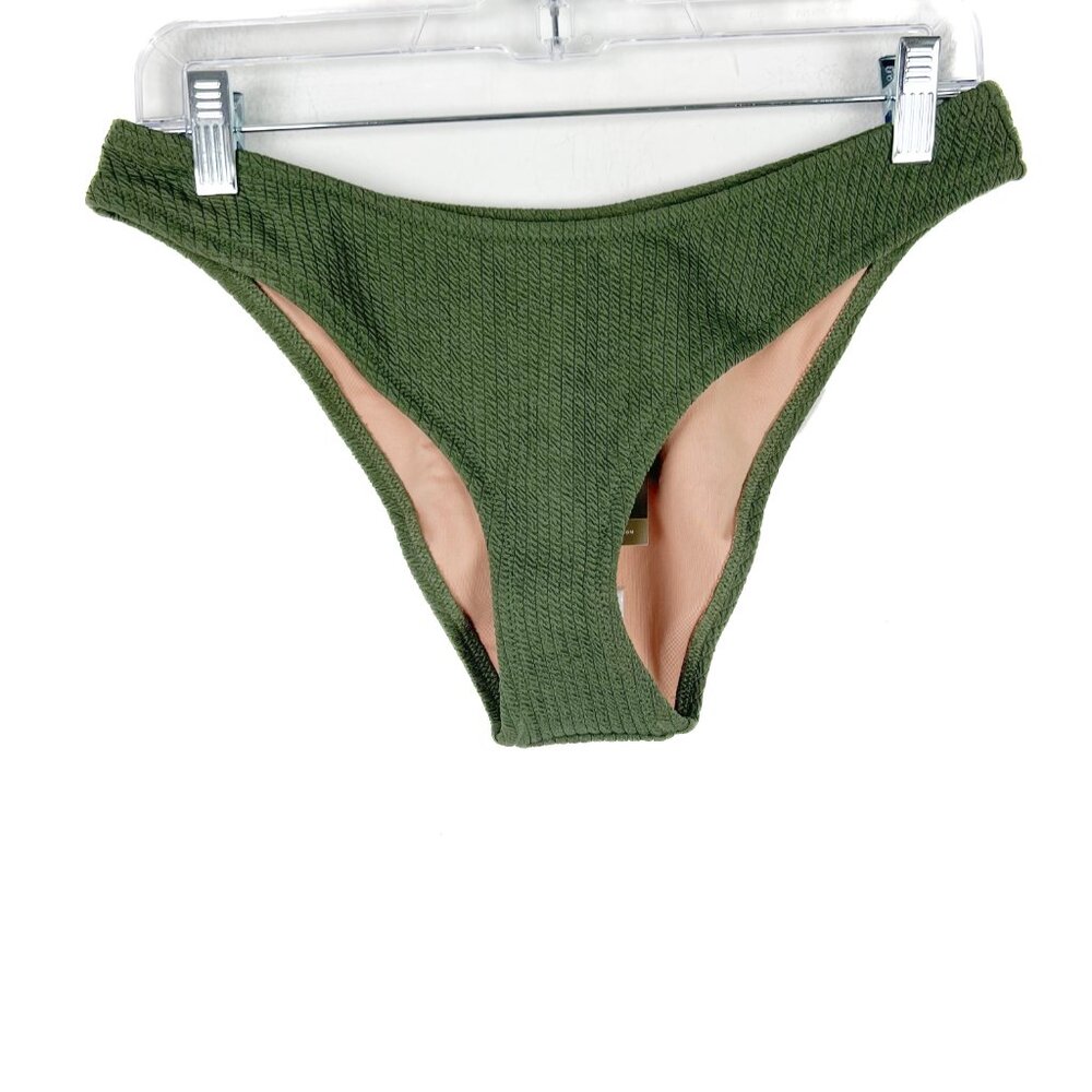 NWT J. Crew Textured Curved Waist Cheeky Bikini Bottom Green Size Medium M NEW
